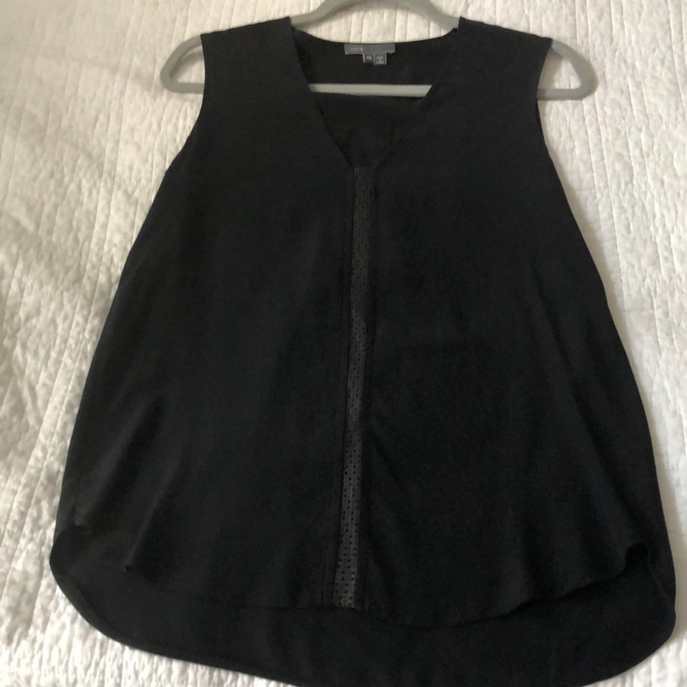 Vince silk and leather top xs